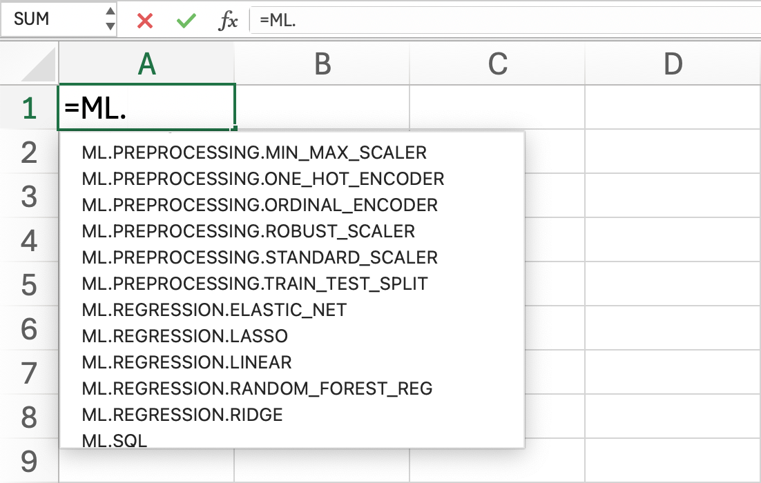 Machine Learning as Easy as =SUM()