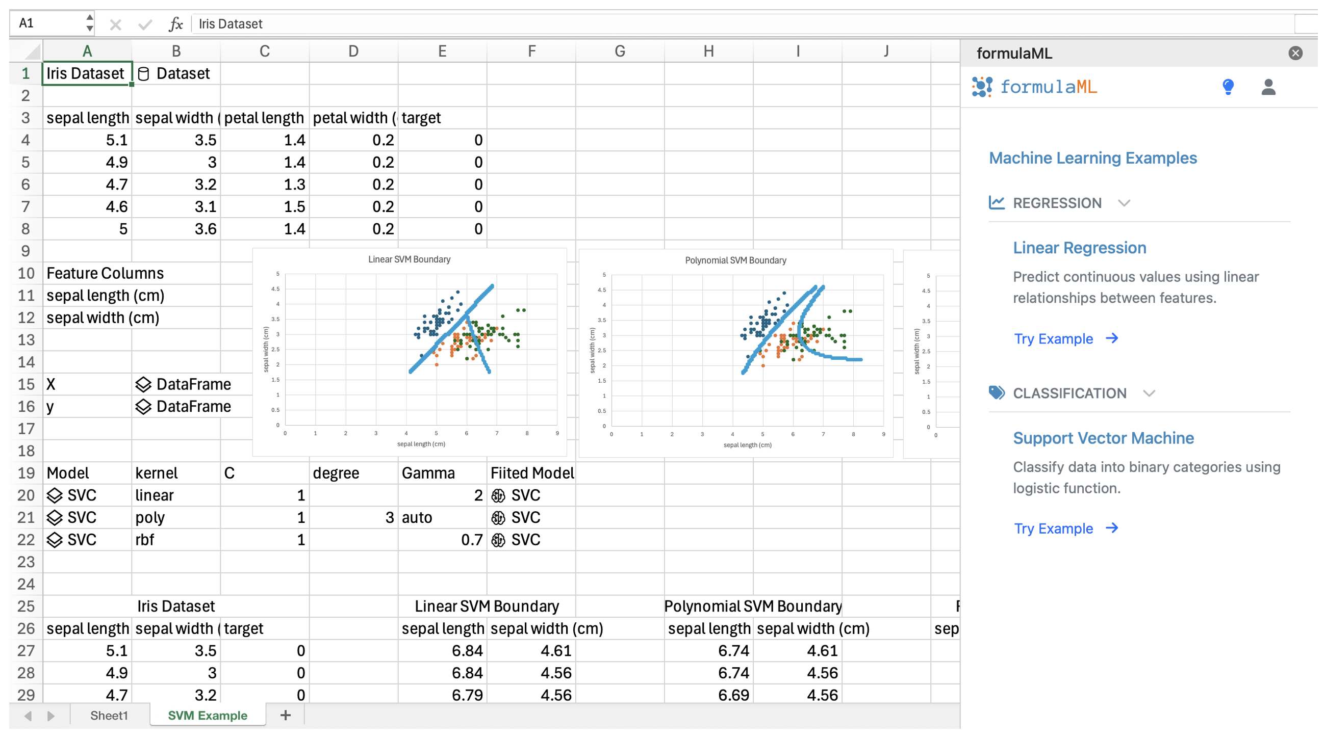 Complete ML Workflow in Spreadsheets